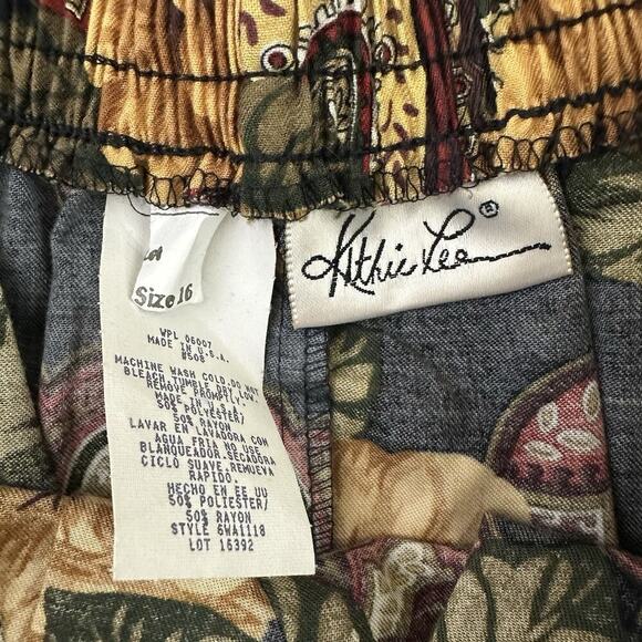 Kathie Lee Womens Vintage 90s Pleated Midi Skirt Size 16 Yellow Green Paisley - Picture 5 of 9